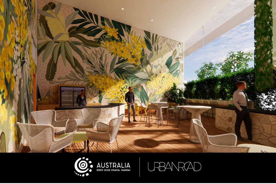 Render of Urban Road's high-quality wallpapers within the Australia Pavilion